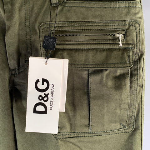 DOLCE & GABBANA Size 30 Green Olive Cotton Cargo Shorts