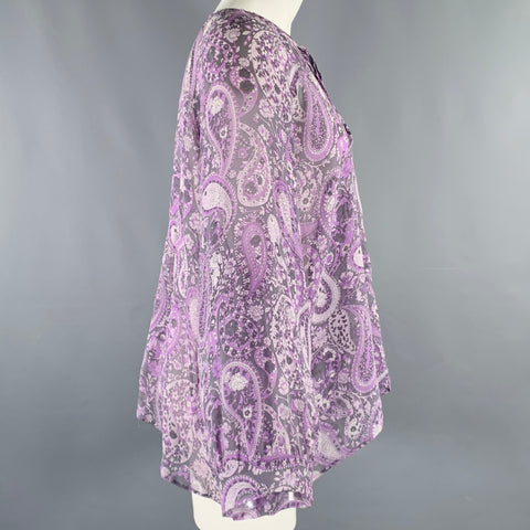 NILI LOTAN Size S Purple Grey Silk Paisley Blouse Casual Top