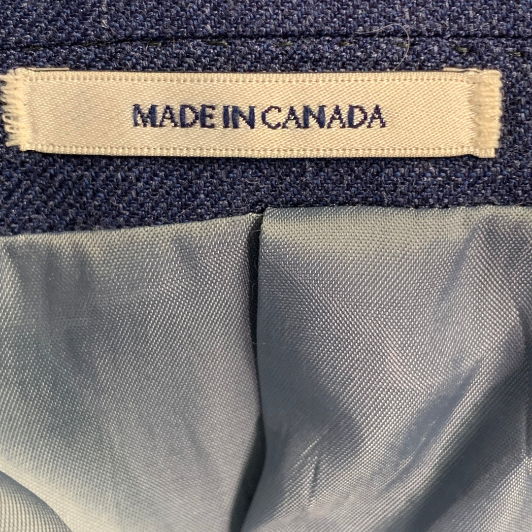 PETER MILLAR Size 46 Blue Wool Silk Linen Single Breasted Notch Lapel Sport Coat