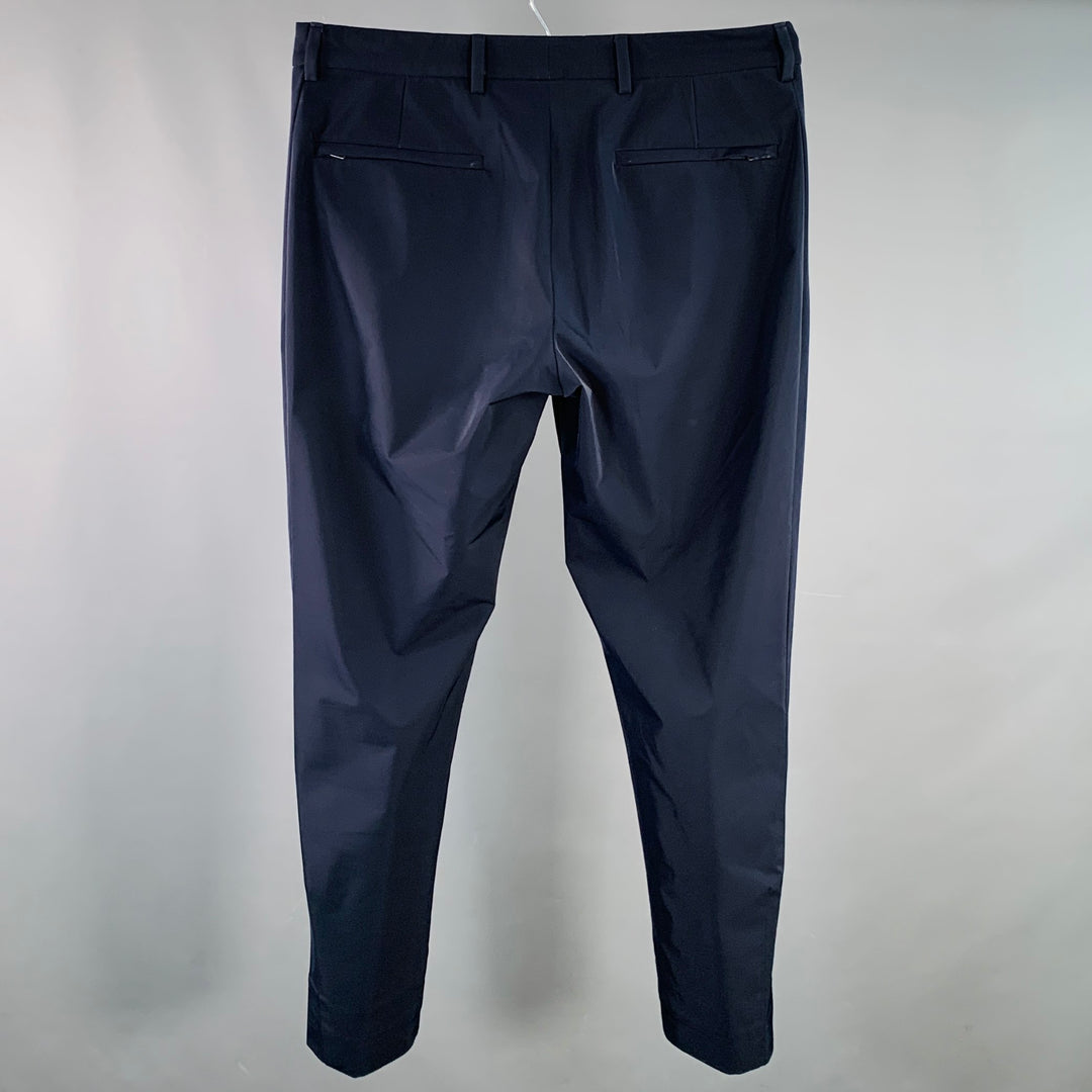 PRADA Size 34 Navy Polyester Twill Flat Front Zip Fly Casual Pants