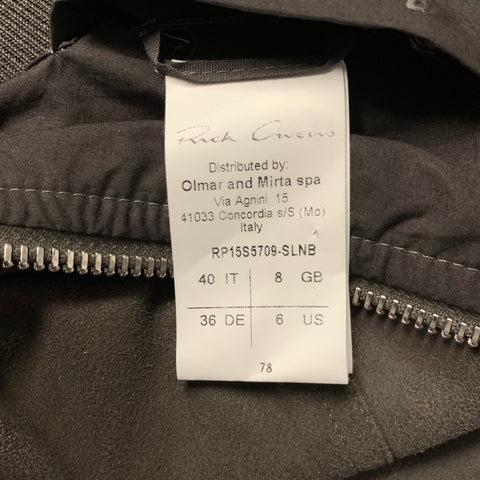 RICK OWENS Size 6 Grey Leather Crackled Bomber Jacket Outdoor