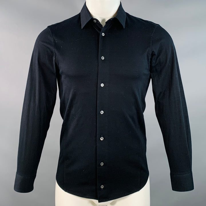JIL SANDER Size 38 Black Cotton Blend Button Down Long Sleeve Shirt