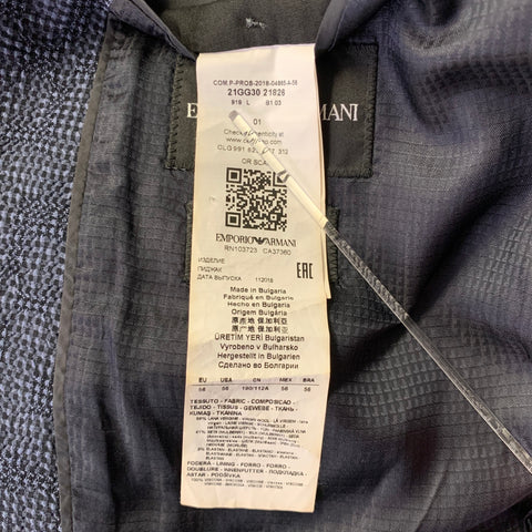 EMPORIO ARMANI Size 46 Navy Grey Textured Wool Blend Sport Coat