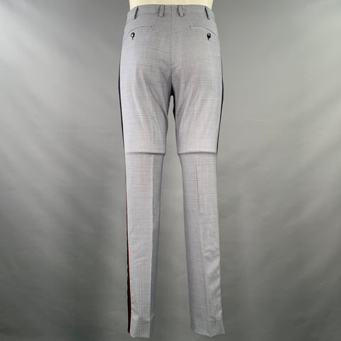 Costume VALENTINO Taille 38 Laine à Carreaux Bleu Gris Col Cranté