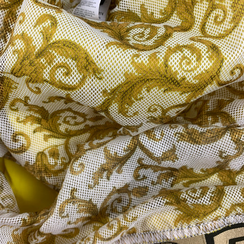 VERSACE Size M Yellow Black Gold Nylon Elastic Waistband Swim Trunks