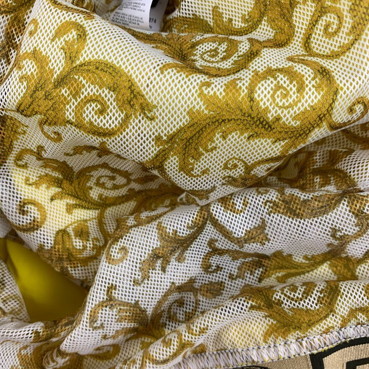VERSACE Size M Yellow Black Gold Nylon Elastic Waistband Swim Trunks