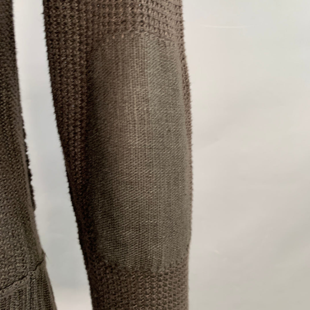 JOHN VARVATOS Size M Brown Waffle Knit Linen Collarless Cardigan