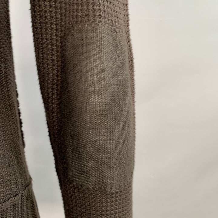 JOHN VARVATOS Size M Brown Waffle Knit Linen Collarless Cardigan