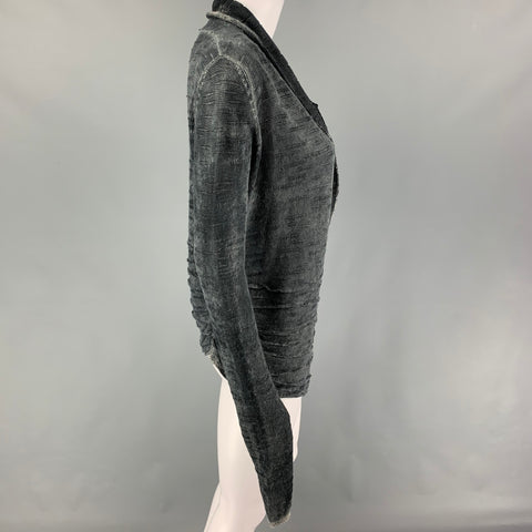 AVANTTOI Cárdigan frontal abierto texturizado de lino gris talla M
