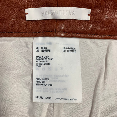 HELMUT LANG Size 33 Orange Rust Sheepskin Leather Five Pockets Casual Pants