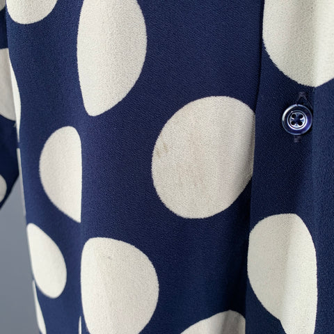 AMI by ALEXANDRE MATTIUSSI Size S Navy White Polka Dot Short Sleeve Shirt