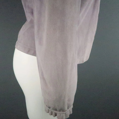 GIORGIO ARMANI Size 12 Lavender Suede Ruffle Trim Cardigan Jacket GIORGIO ARMANI
