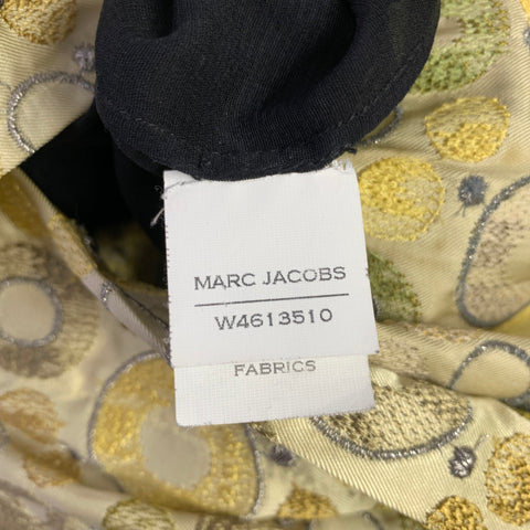 MARC JACOBS Taille 4 Robe sans manches brodée en soie rayonne marron jaune