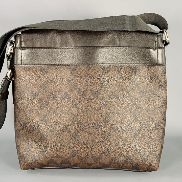COACH Brown Logo Coated Canvas Leather Crossbody Bag