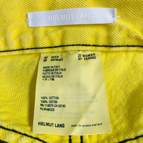 HELMUT LANG Size 30 Masc Lo Easy Yellow Contrast Stitch Cotton Zip Fly Jeans
