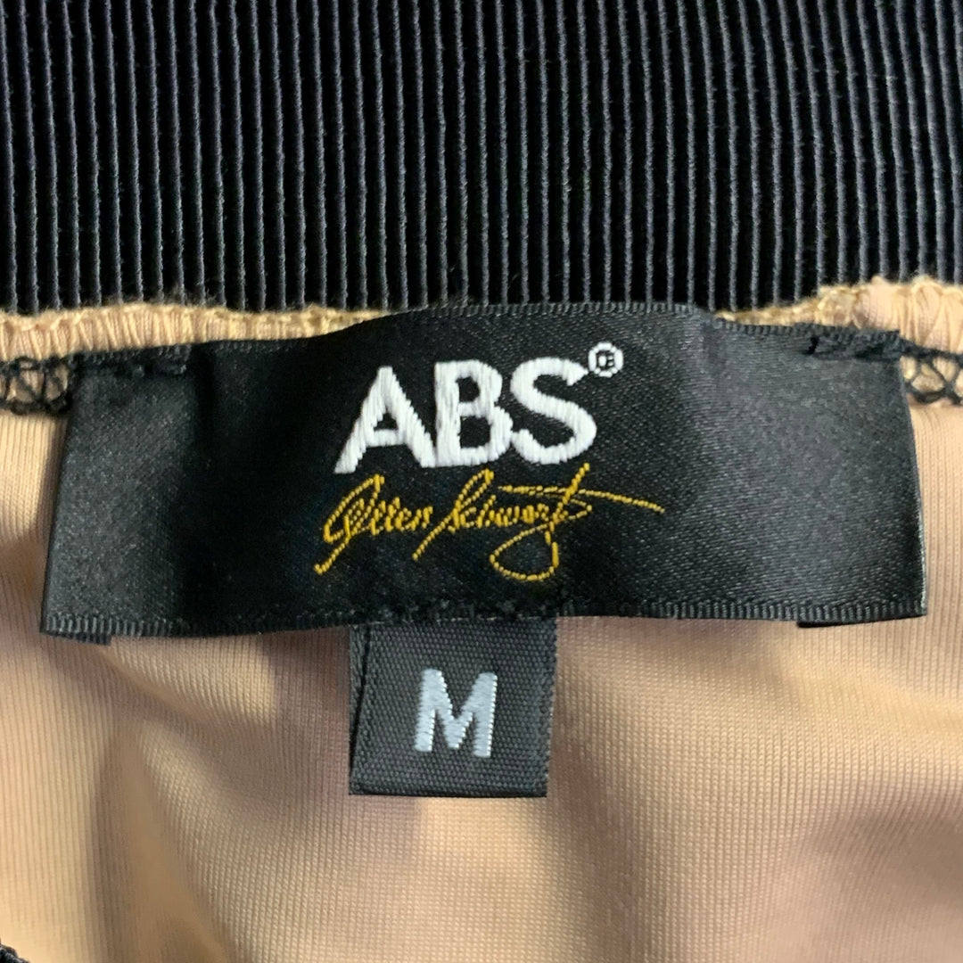 ABS Size M Cream Gold Polyester Metallic Pleated Maxi Skirt