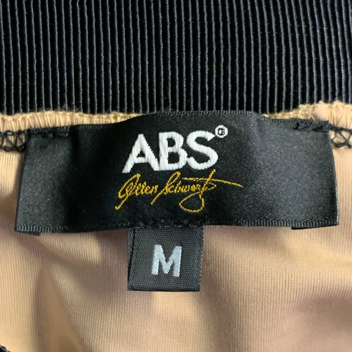 ABS Size M Cream Gold Polyester Metallic Pleated Maxi Skirt