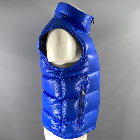 MONCLER Size S Blue Quilted Polyamide Down Filled Vest