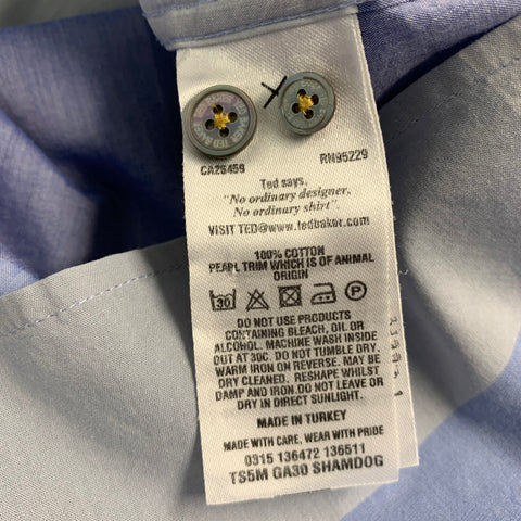 TED BAKER Size M Blue Light Blue Checkered Cotton One Pocket Short Sleeve Shirt