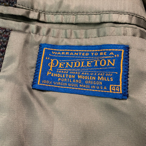 PENDLETON Size 44 Blue Tweed Wool Notch Lapel Sport Coat