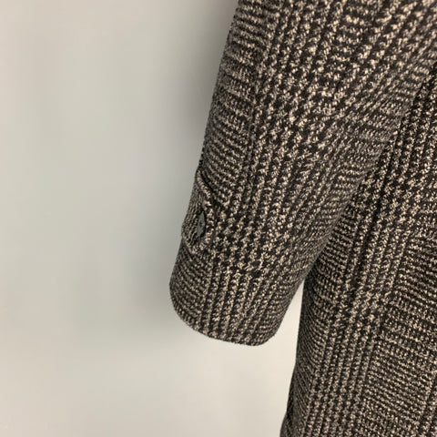 THE KOOPLES Size XL Grey Black Plaid Wool Blend Coat