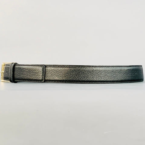 Ceinture TOM FORD en cuir grainé noir et argent, taille 36