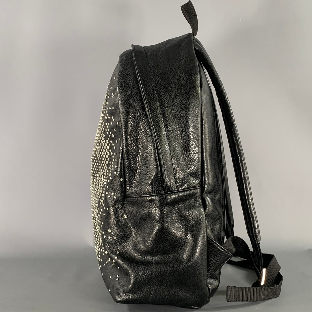 ALEXANDER MCQUEEN Black Silver Skull Leather Backpack Bags