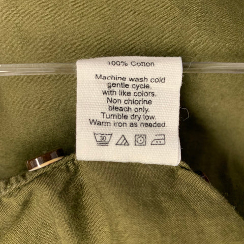 BARNEY'S NEW YORK Size M Green Cotton One Pocket Short Sleeve Shirt