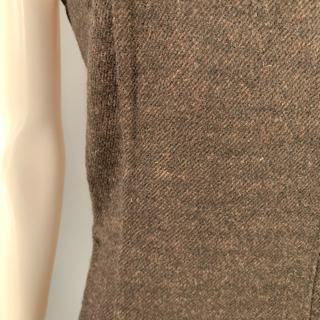 AKRIS Size 12 Brown Black Mulberry Silk Plaid Reversible Zip Up Dress