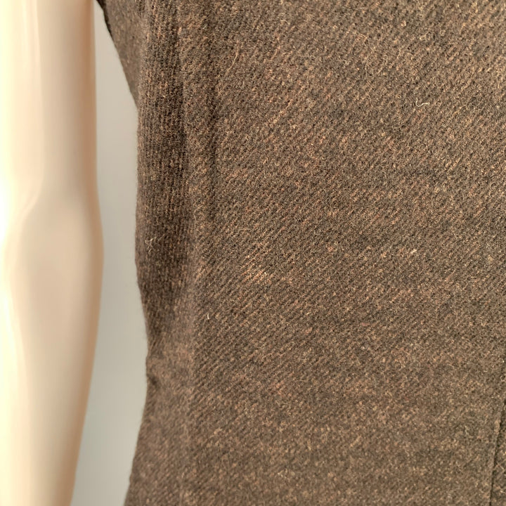 AKRIS Size 12 Brown Black Mulberry Silk Plaid Reversible Zip Up Dress