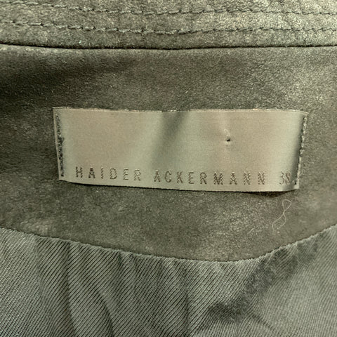 HAIDER ACKERMANN Size S Black Suede Zip Up Vest