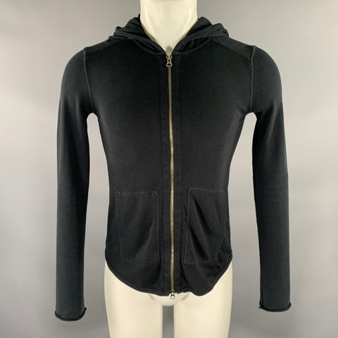 ATM Size XS Black Knitted Cotton Zip Up Jacket