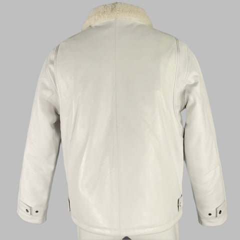 NAHMIAS Size S White Lamb Leather Carpenter Jacket