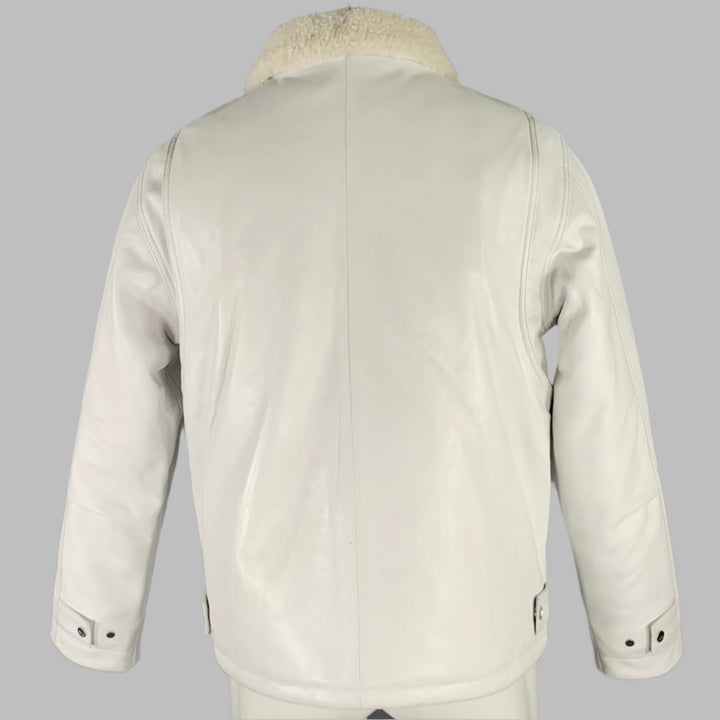 NAHMIAS Size S White Lamb Leather Carpenter Jacket