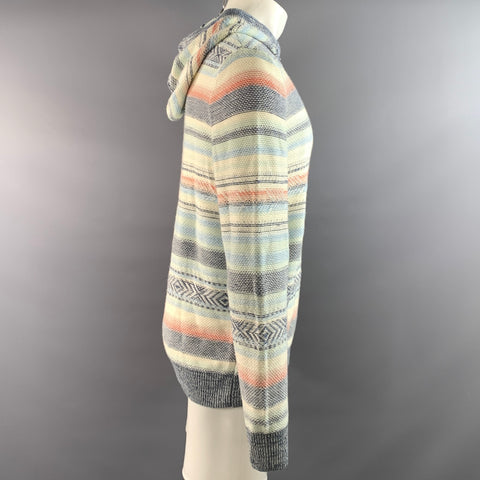 FAHERTY Size M Blue Multi Color Knit Cotton Blend Hoodie