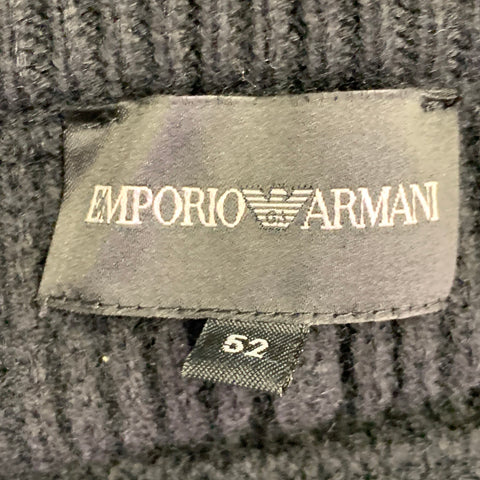 EMPORIO ARMANI Size 36 Black Rib Knit Virgin Wool Acrylic Drawstring Casual Pants