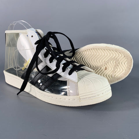 ADIDAS Size 9 White Black See-Through Acetate Ankle Sneakers