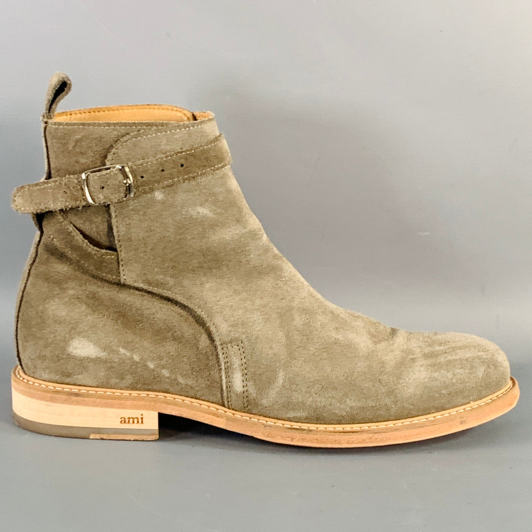 AMI by ALEXANDRE MATTIUSSI Size 8 Grey Taupe Suede Harness Boots