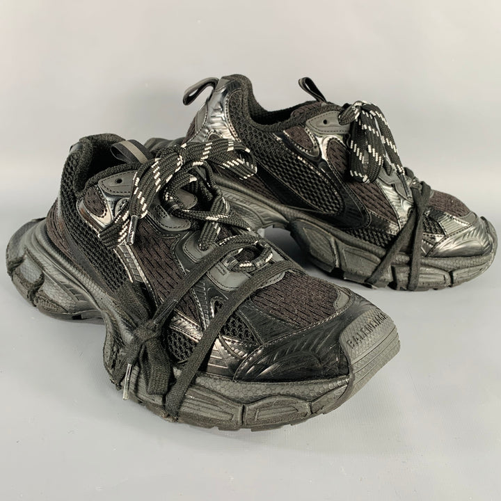 BALENCIAGA Size 8 3XL Black Mesh Polyurethane Low Top Sneakers