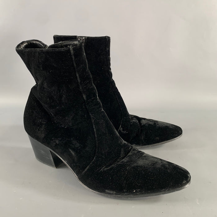 SAINT LAURENT Size 8 Black Velvet Chelsea Boots