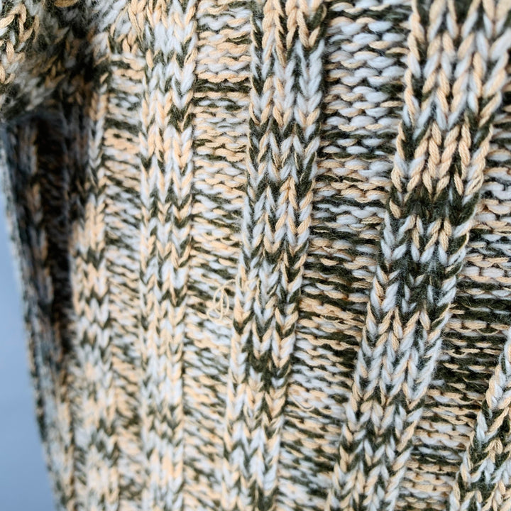 VALENTINO Size S Yellow Olive Rib Knit Wool Blend Crew Neck Sweater