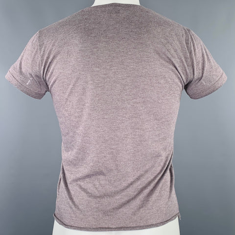SAINT LAURENT Size S Purple Grey Logo Viscose Polyester T-shirt