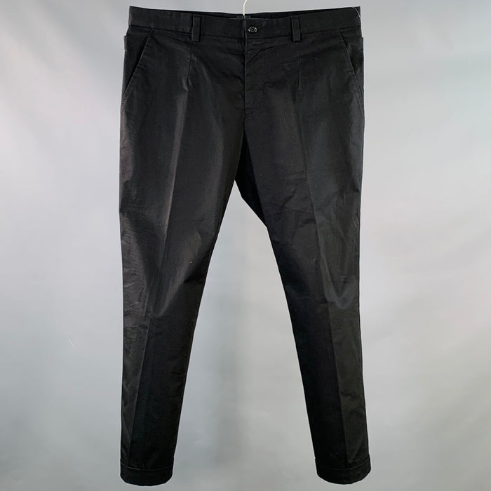 DOLCE & GABBANA Size 32 Black Cotton Blend Side Tabs Dress Pants