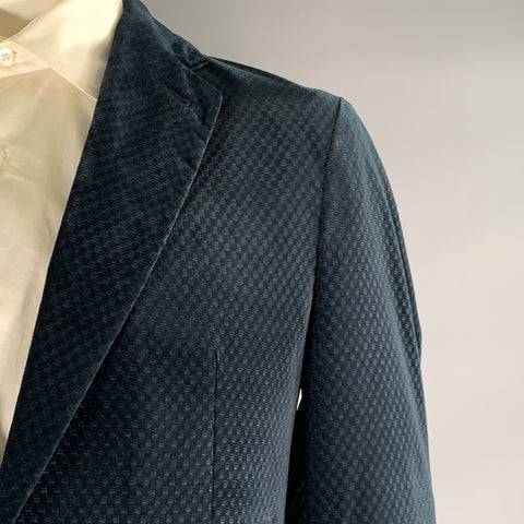 GIORGIO ARMANI Chest Size 44 Blue Turqoise Velvet Polyester Sport Coat