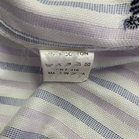 ENGLISH LAUNDRY Size XL White Blue Purple Stripe Cotton Long Sleeve Shirt