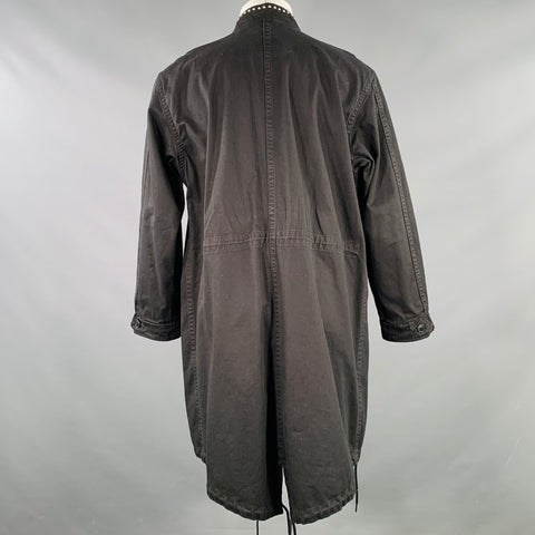 SAINT LAURENT Size 40 Black Studded Cotton Coat