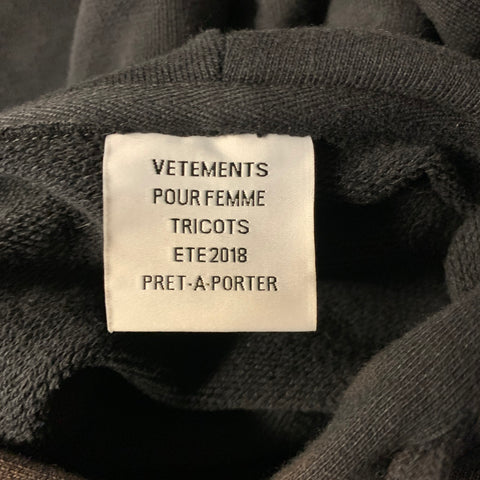 VETEMENTS S/S2018 Size M Black Distressed Hooded Sweater Womens