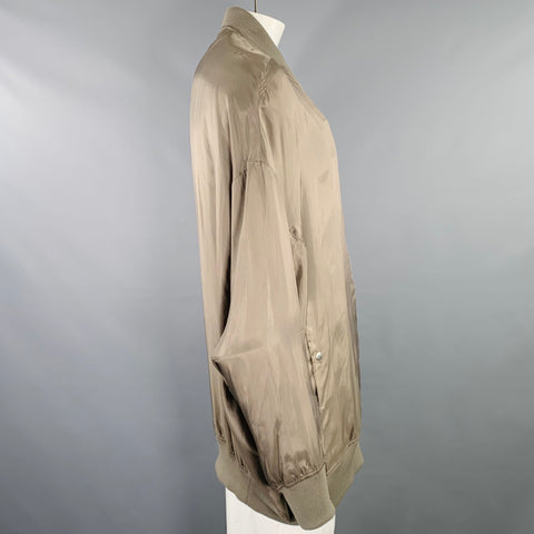 RICK OWENS Size 44 Khaki Cupro Bomber Jacket