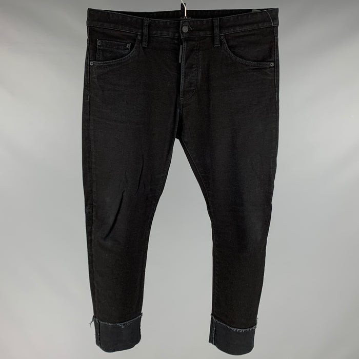 DSQUARED2 Size 34 Black Cotton Elastane Cropped Casual Pants