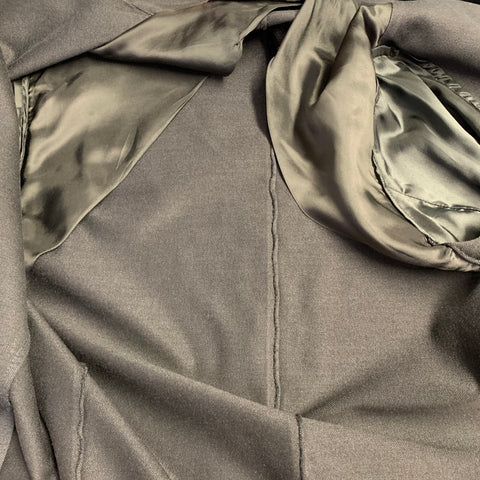LANVIN Size L Black Silk Cotton Notch Lapel Jacket